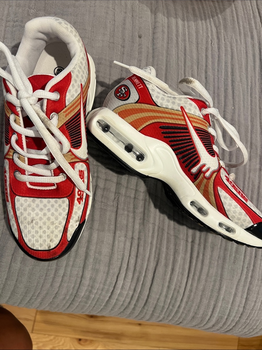 Nike Red and White Air-Cushioned Athletic Sneakers